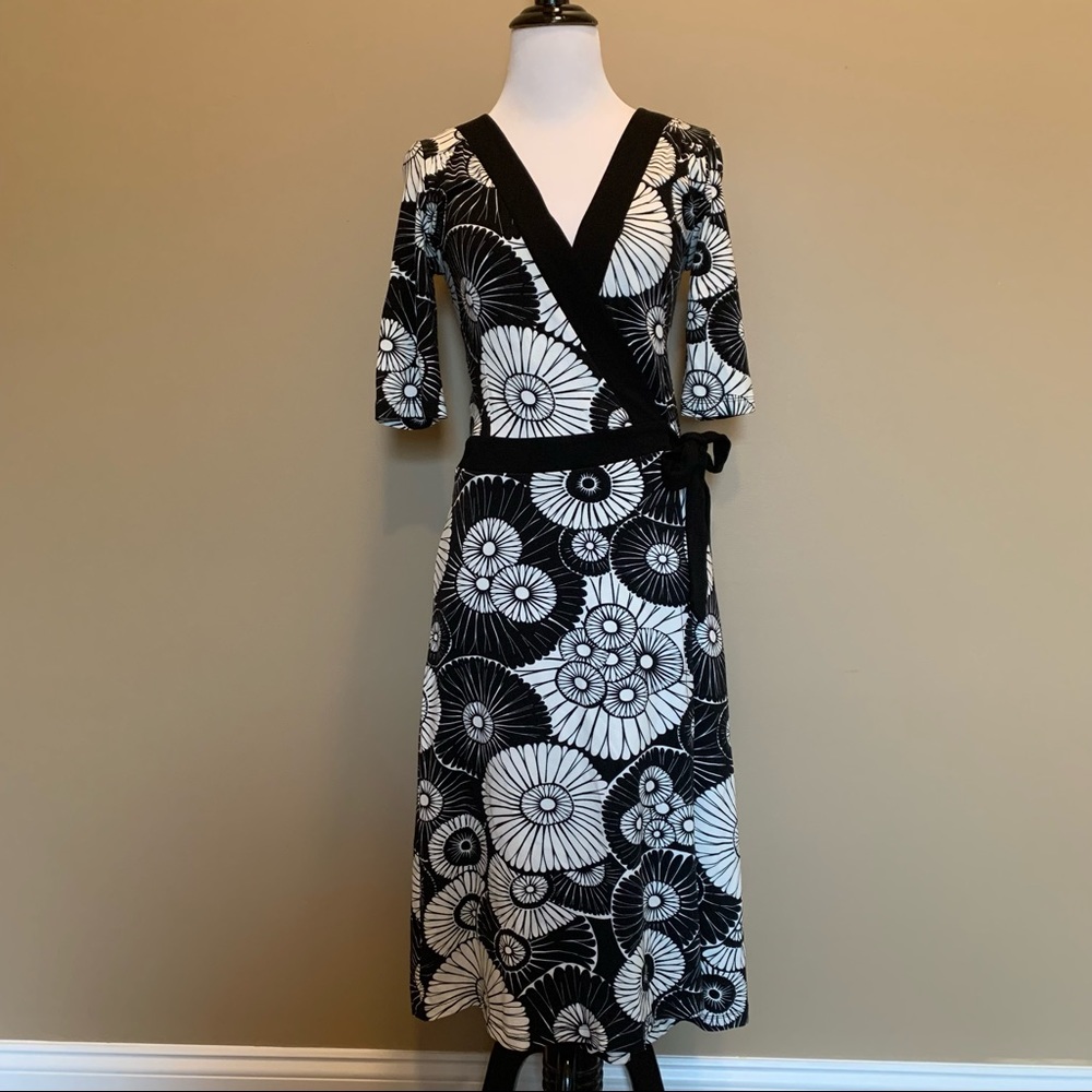 H&M Floral Black & White Wrap Dress
